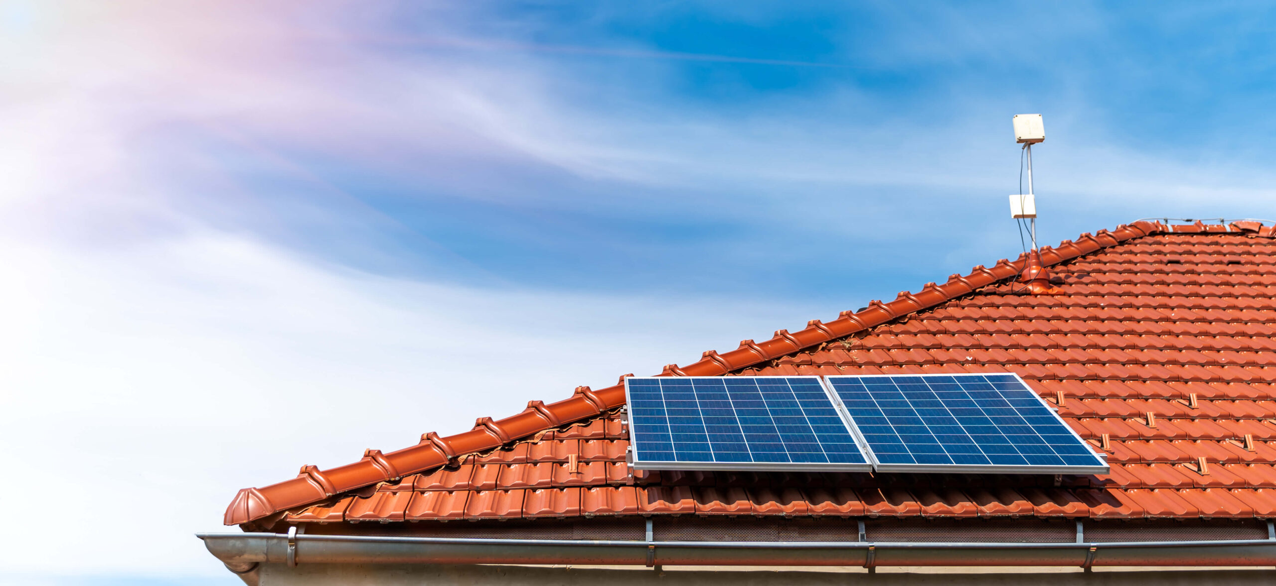 Solar panels on the roof of a house